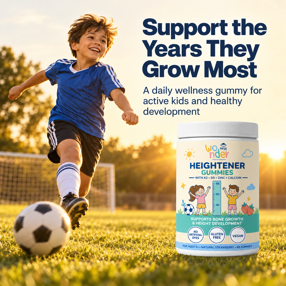 9-in-1 Natural Growth & Bone Support Gummies for Kids & Teens